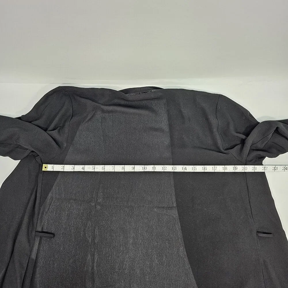 Vtg Oscar de la Renta Pink Label Black Chiffon Floral Embroidery Robe No Belt